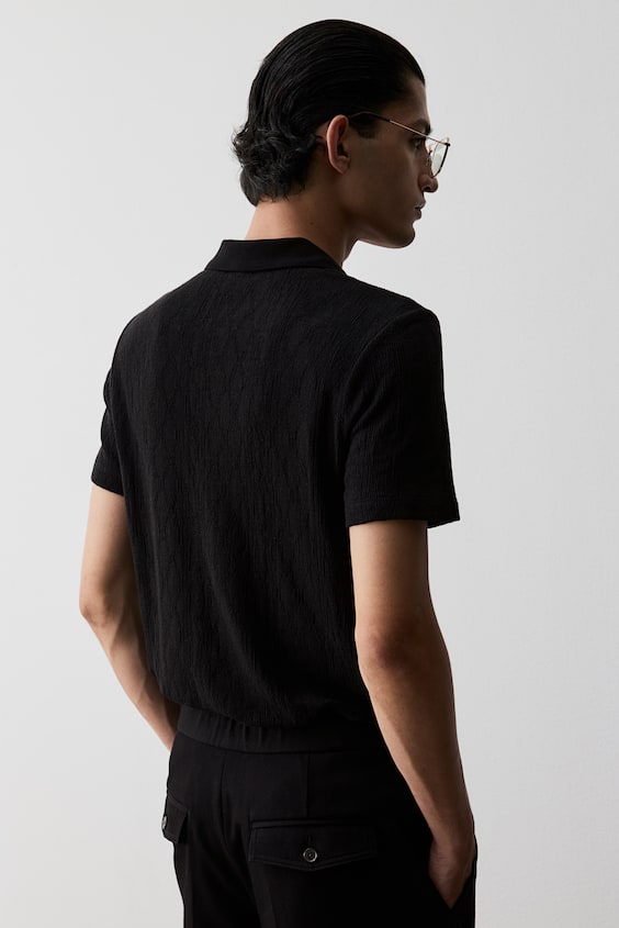 HM Strukturiertes Poloshirt In Slim Fit