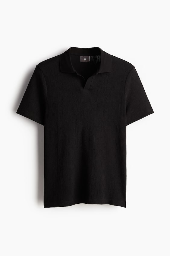 HM Strukturiertes Poloshirt In Slim Fit