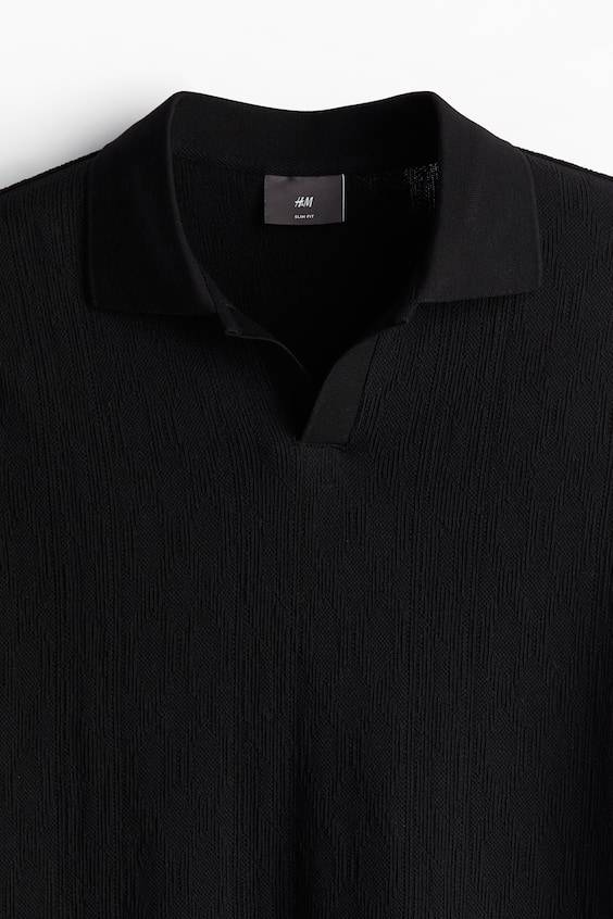 HM Strukturiertes Poloshirt In Slim Fit