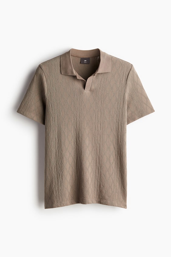 HM Strukturiertes Poloshirt In Slim Fit