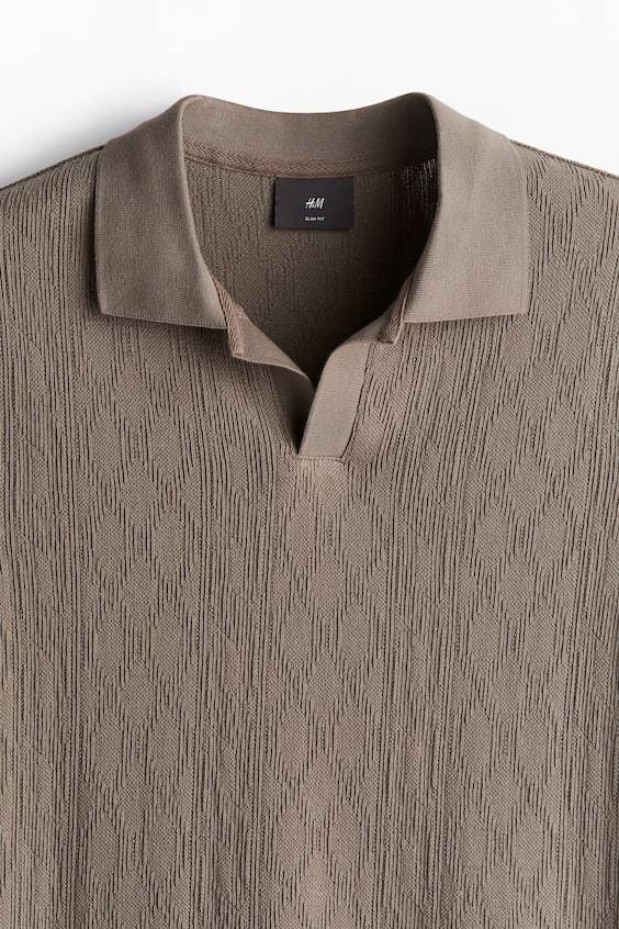 HM Strukturiertes Poloshirt In Slim Fit