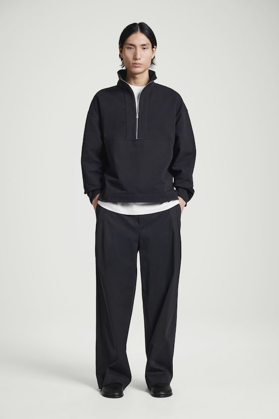 HM SWEATSHIRT AUS TWILL MIT KURZEM REISSVERSCHLUSS