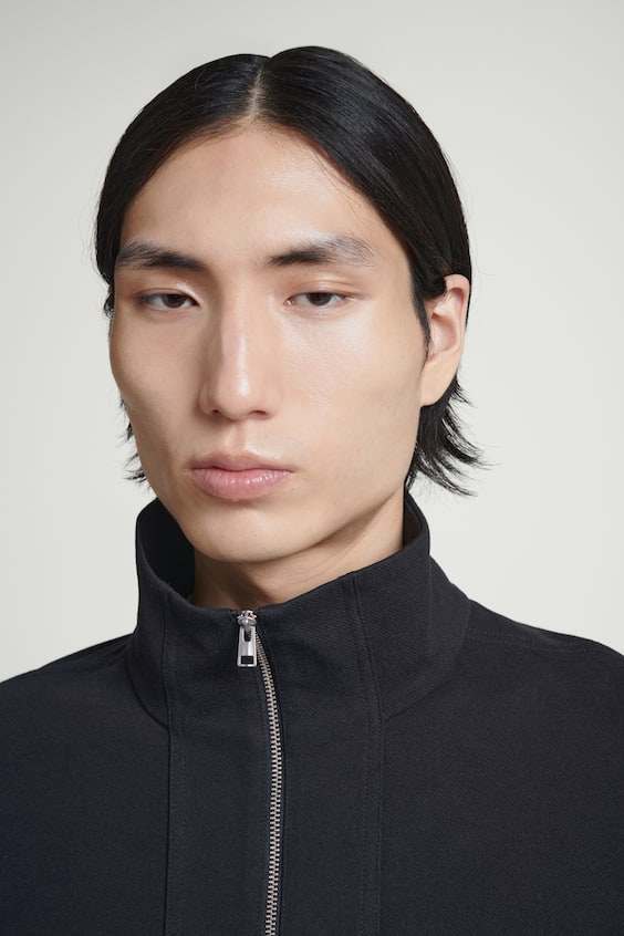 HM SWEATSHIRT AUS TWILL MIT KURZEM REISSVERSCHLUSS