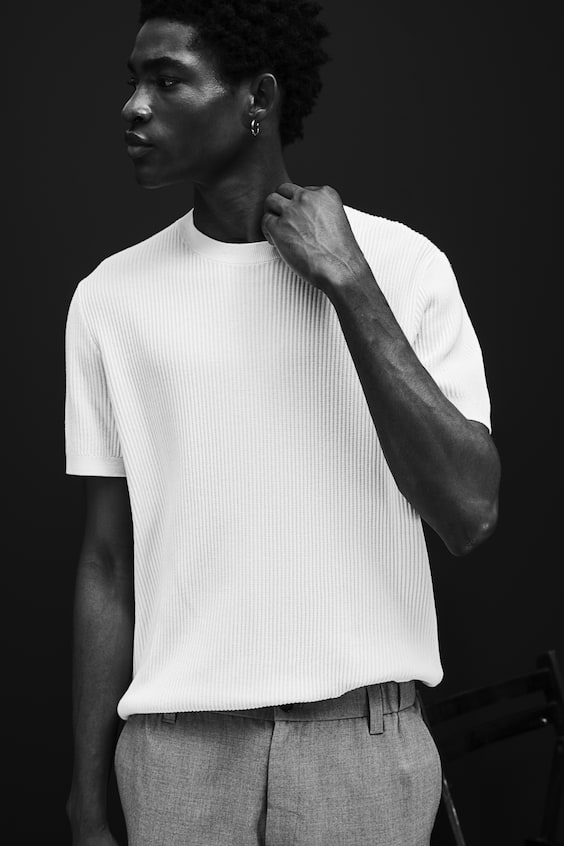 HM T-Shirt In Rippstrick Regular Fit