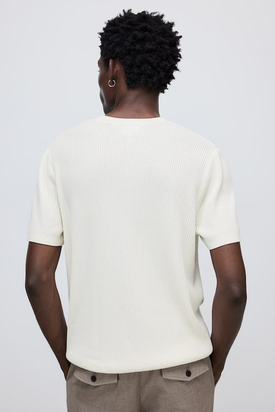 HM T-Shirt In Rippstrick Regular Fit