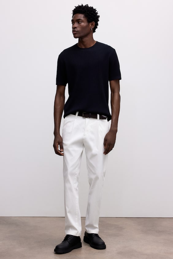 HM T-Shirt In Rippstrick Regular Fit