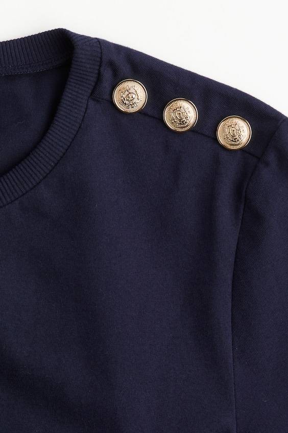 HM T-Shirt Mit Zierknöpfen