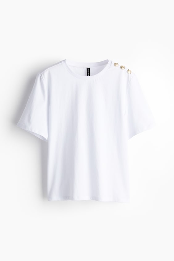 HM T-Shirt Mit Zierknöpfen