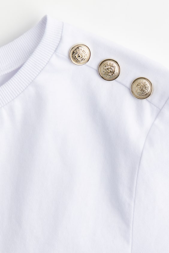 HM T-Shirt Mit Zierknöpfen