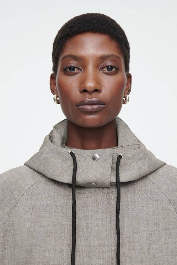 HM UTILITY-JACKE AUS WOLLE MIT KAPUZE