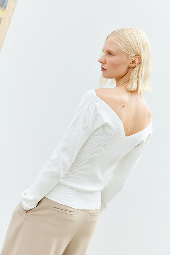 HM V-Shirt In Rippstrick