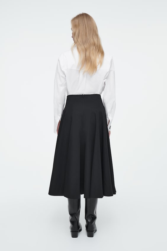 HM VOLUMINÖSER MIDIROCK AUS LAMMWOLLE MIT FALTEN