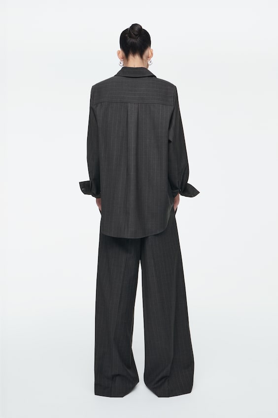 HM WIDE-LEG PINSTRIPED WOOL TROUSERS