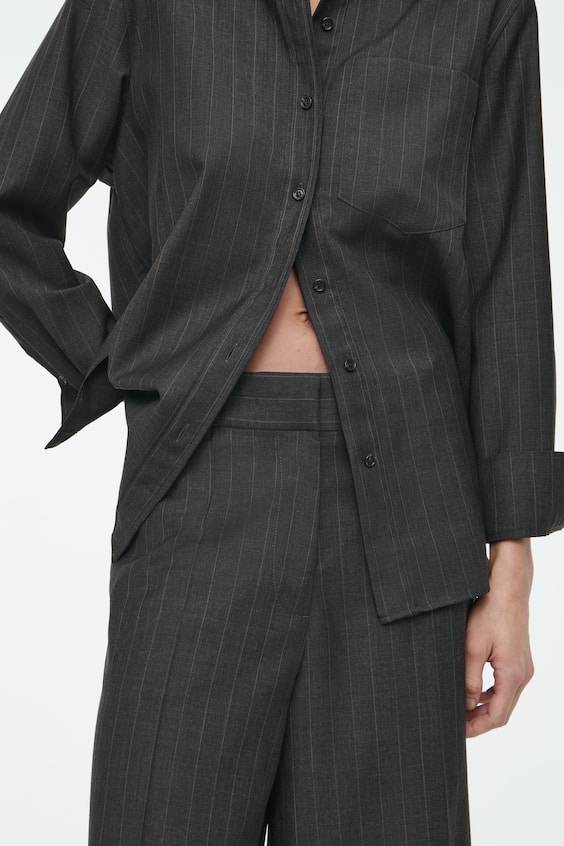 HM WIDE-LEG PINSTRIPED WOOL TROUSERS