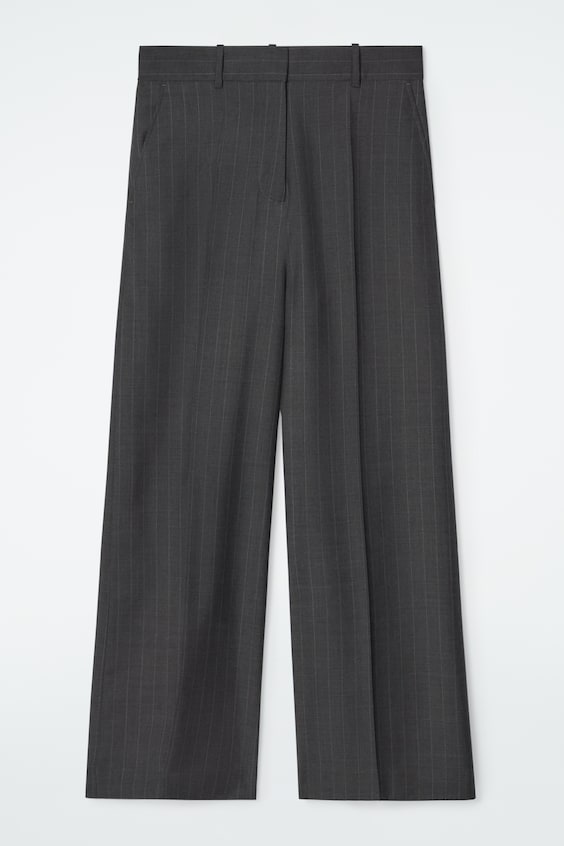 HM WIDE-LEG PINSTRIPED WOOL TROUSERS