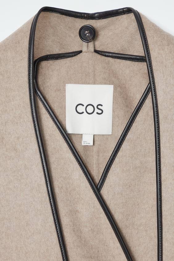 HM WOLLMANTEL MIT SCHALDETAIL UND LEDERBESÄTZEN