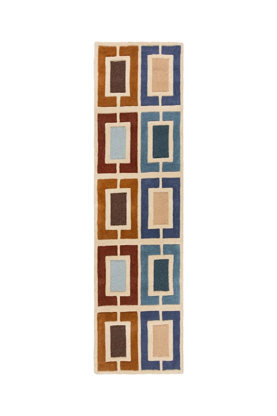 HM Wollteppich Retro Blocks Carved Wool Runner
