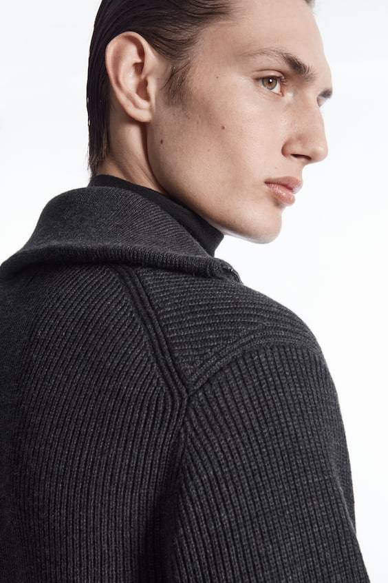 HM PULLOVER AUS WOLL-BAUMWOLL-MIX MIT REISSVERSCHLUSS