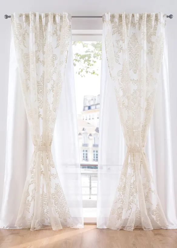 bpc living bonprix collection 2-lagiger Vorhang mit Druck inkl.Raffhalter (1er Pack)