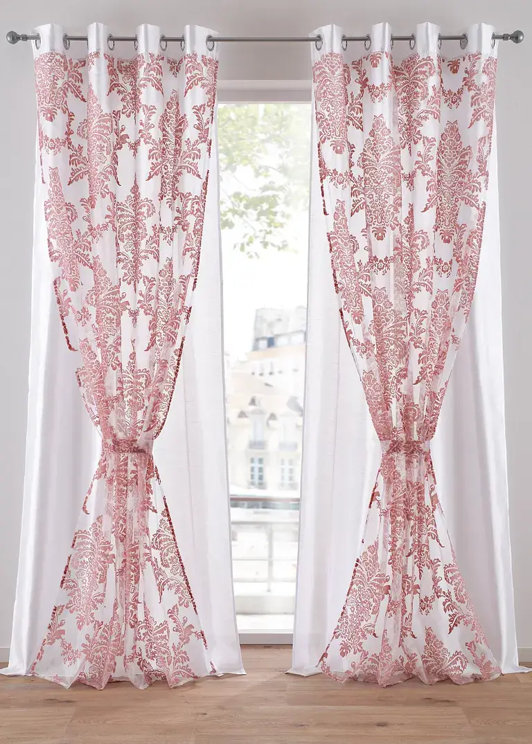 bpc living bonprix collection 2-lagiger Vorhang mit Druck inkl.Raffhalter (1er Pack)