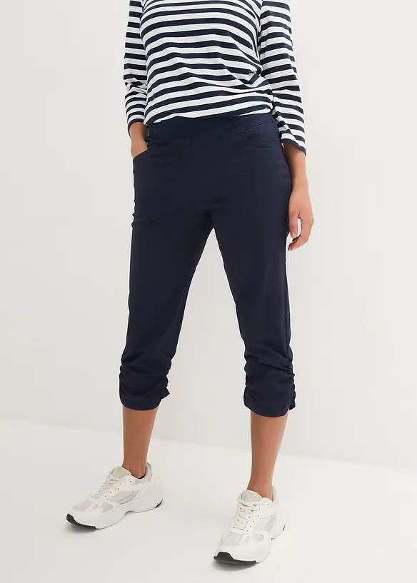 Bonprix Baumwoll-Capri-Hose Mit Bequembund Und Raffung
