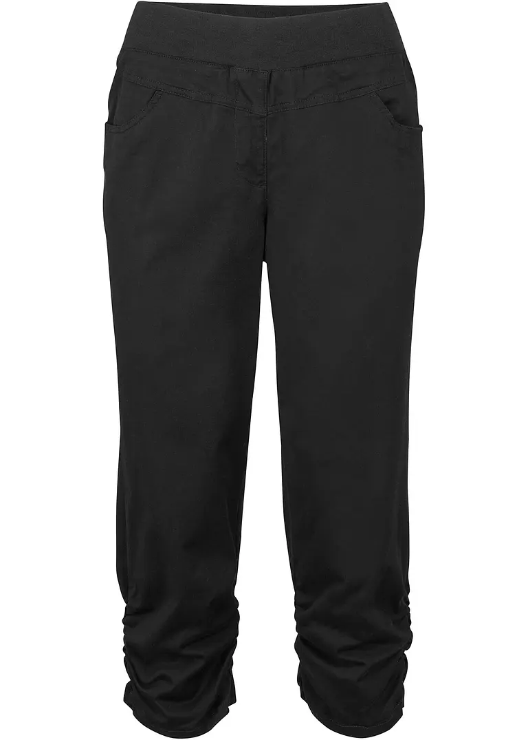 bonprix Baumwoll-Capri-Hose mit Bequembund und Raffung
