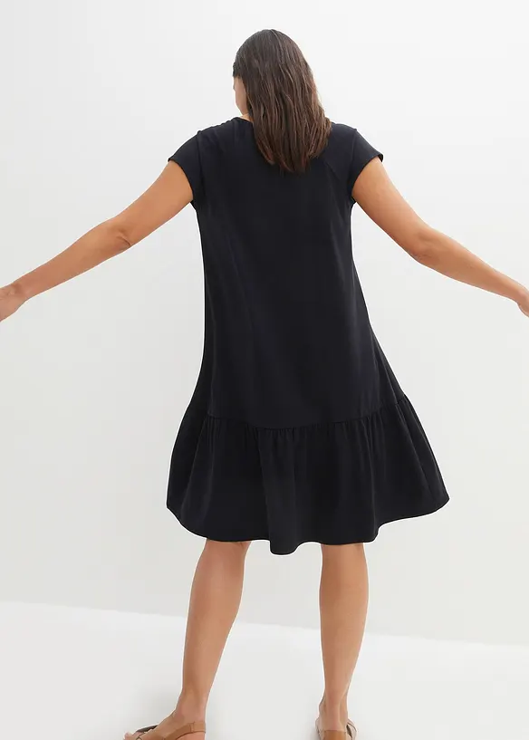 Bpc Bonprix Collection Baumwoll-Jerseykleid Mit Ausschnittdetail Und Flügelärmeln, Knieumspielend