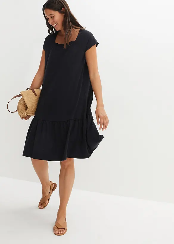 Bpc Bonprix Collection Baumwoll-Jerseykleid Mit Ausschnittdetail Und Flügelärmeln, Knieumspielend