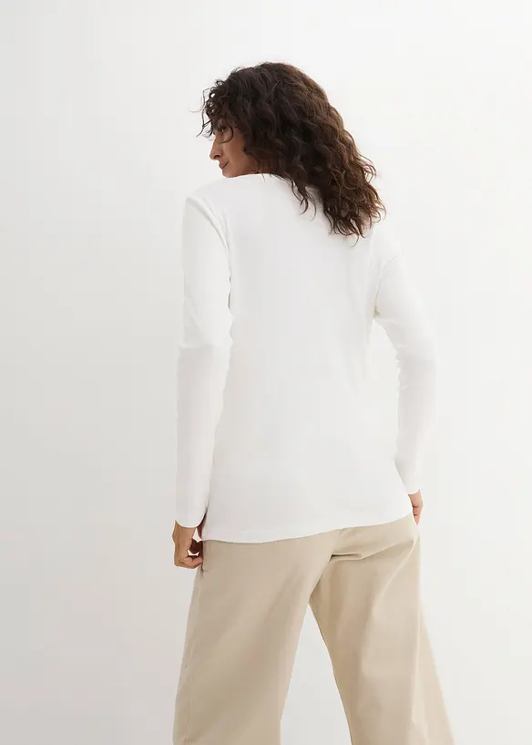 Bonprix Baumwoll-Langarmshirt Mit Rundhalsausschnitt