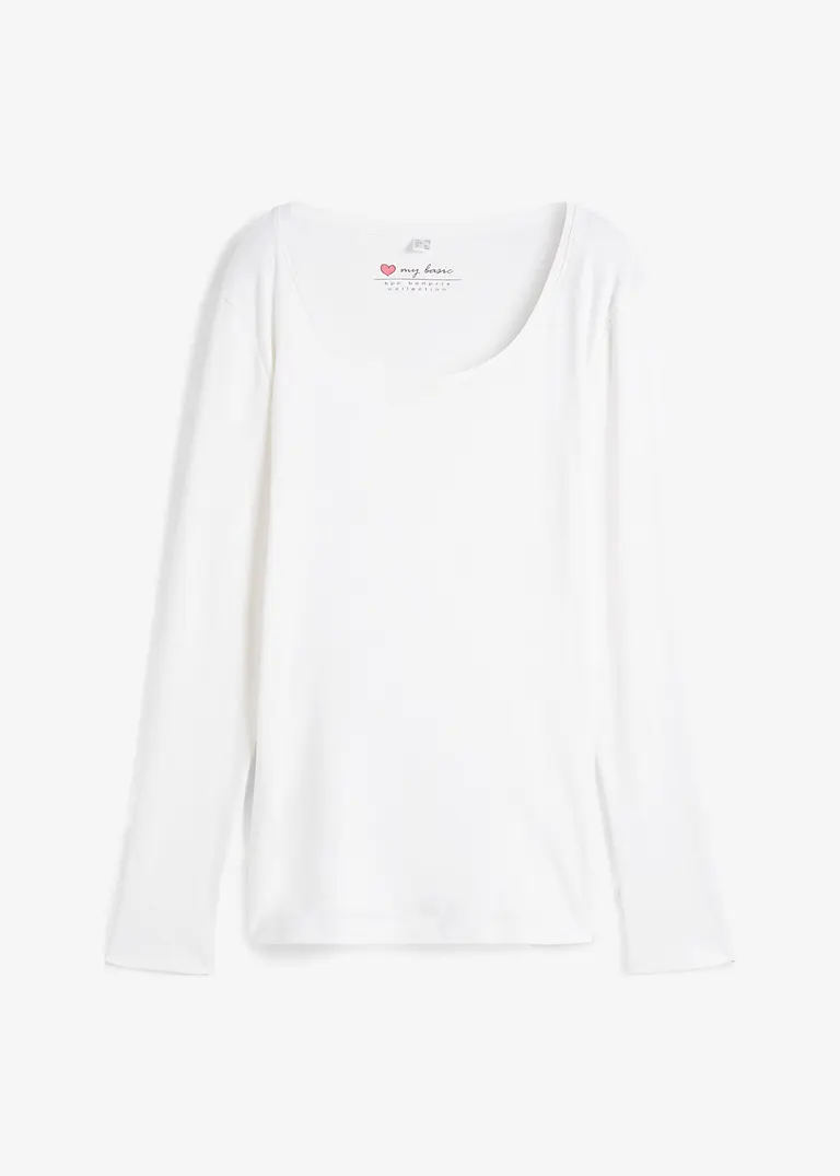 bonprix Baumwoll-Langarmshirt mit Rundhalsausschnitt