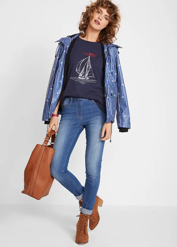 Bonprix Baumwoll T-Shirt Mit Seitenschlitz Und Druck