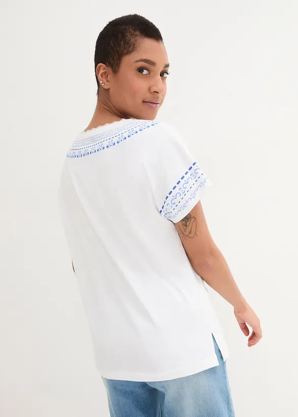 Bpc Bonprix Collection Bequem Geschnittenes T-Shirt Mit Stickerei-Print Mit Bio-Baumwolle