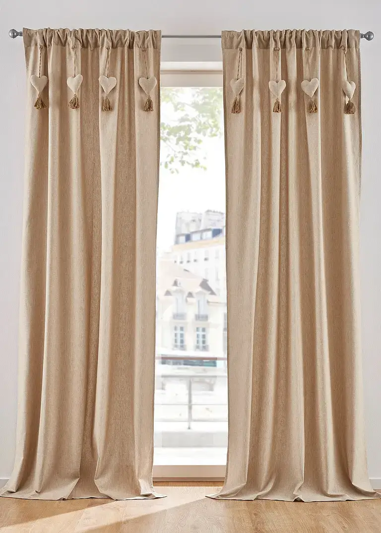 Bpc Living Bonprix Collection Bio Baumwoll Vorhang Mit Herzen (1er Pack)