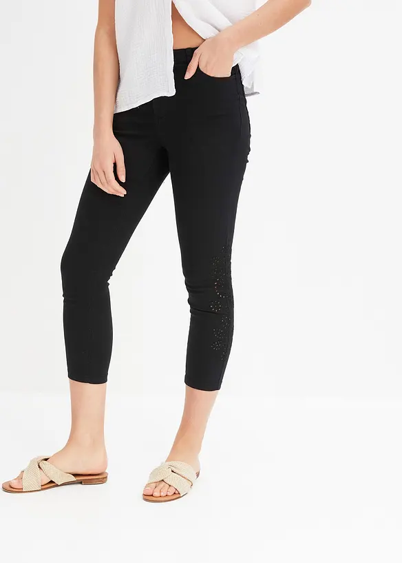 BODYFLIRT 7/8 Stretch-Hose Mit Lochstickerei
