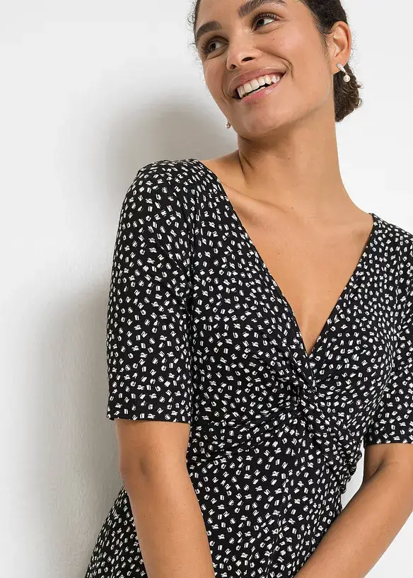 BODYFLIRT Bedrucktes Jersey-Kleid Mit Drapierung