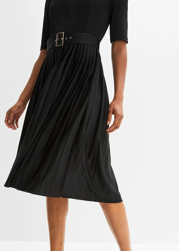 BODYFLIRT Boutique Jersey-Midikleid, Plissee-Rock