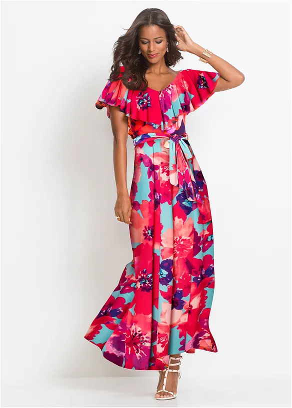 BODYFLIRT Boutique Maxikleid Mit Volant Und Gürtel