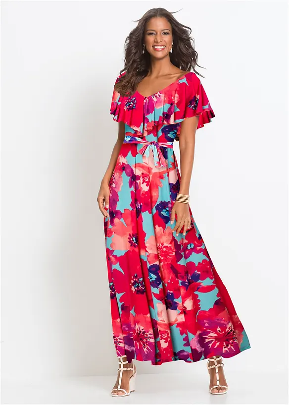 BODYFLIRT Boutique Maxikleid Mit Volant Und Gürtel