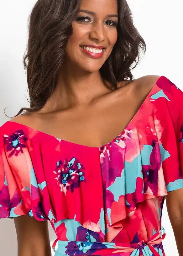 BODYFLIRT Boutique Maxikleid Mit Volant Und Gürtel