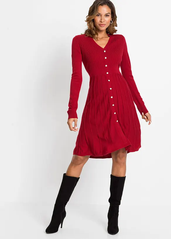 BODYFLIRT Boutique Strickkleid Mit Plissee