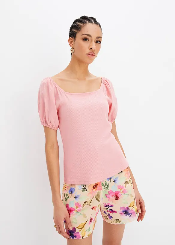 BODYFLIRT Boutique Strucktur-Shirt Aus Materialmix