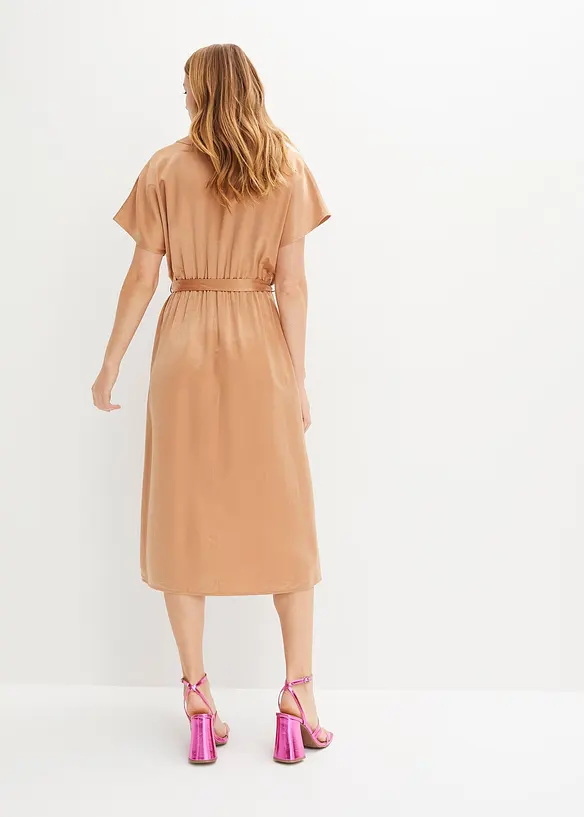 BODYFLIRT Satin-Kleid Mit Bindegürtel
