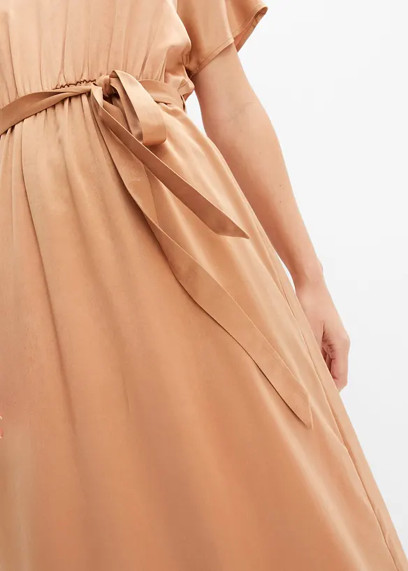 BODYFLIRT Satin-Kleid Mit Bindegürtel