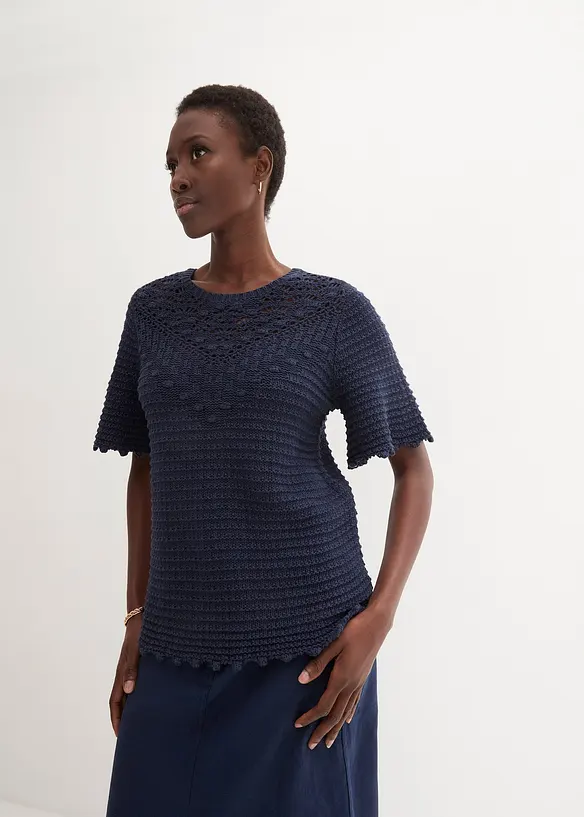 Bonprix Ajourpullover Mit Leinenanteil
