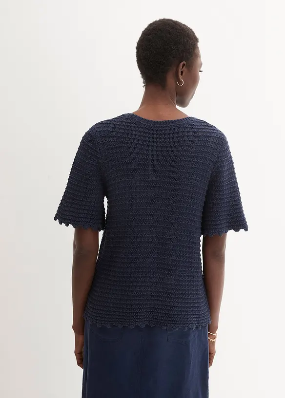 Bonprix Ajourpullover Mit Leinenanteil