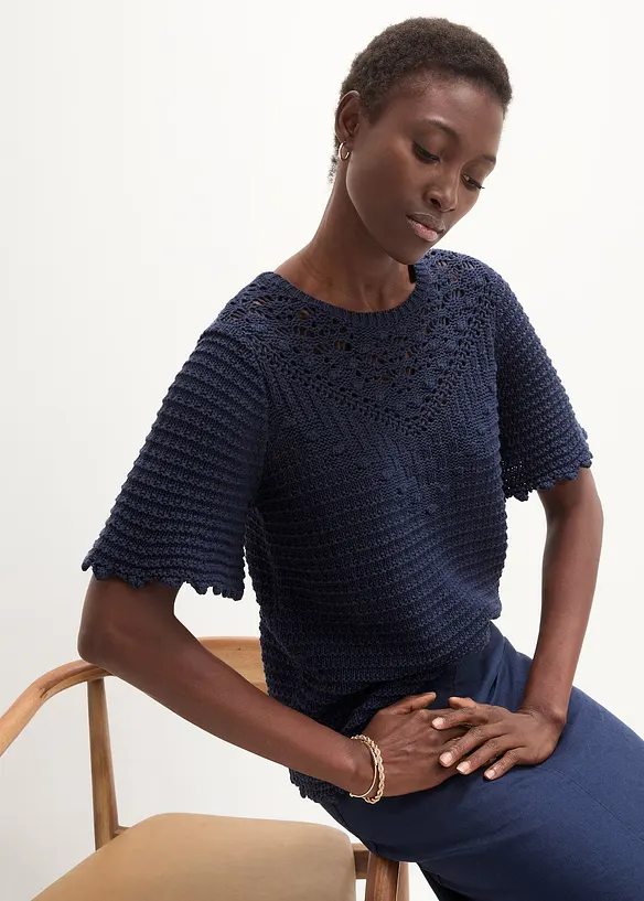 Bonprix Ajourpullover Mit Leinenanteil