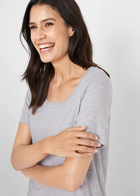 Bonprix Basic Long-T-Shirt 2er-Pack, Kurzarm