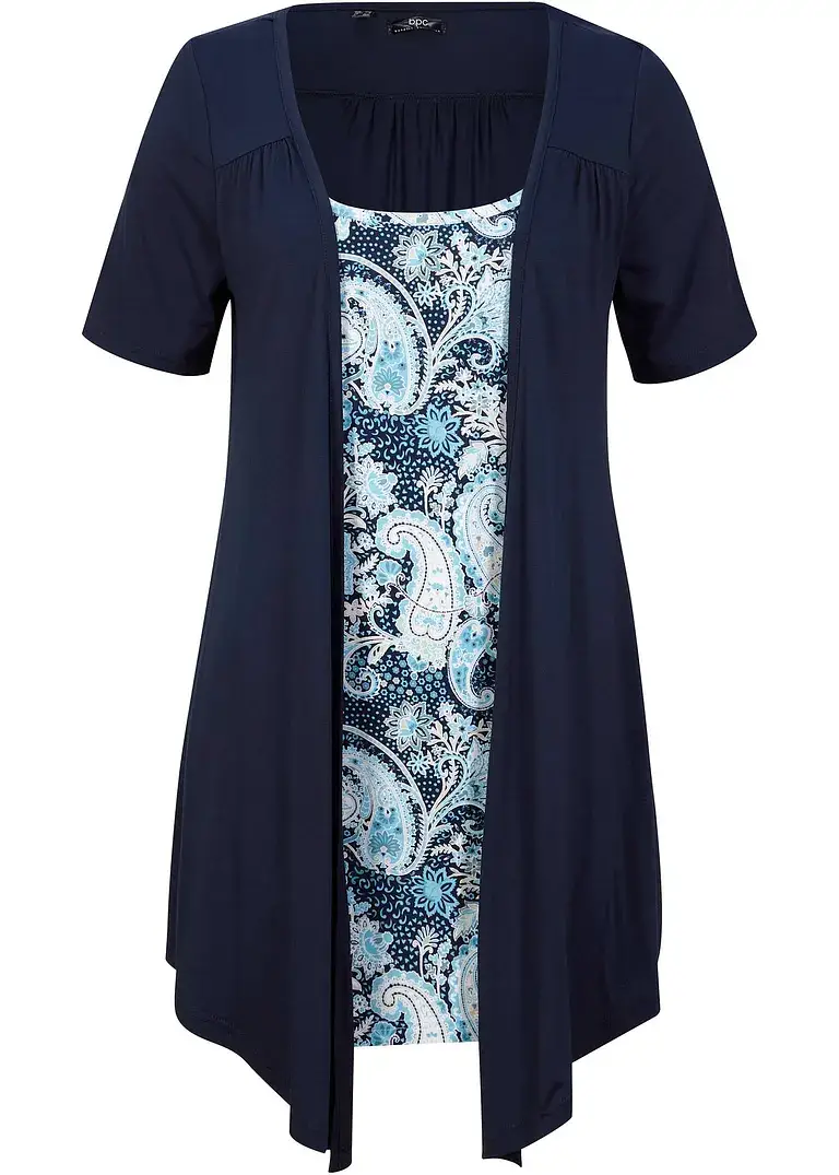 bonprix Bedrucktes 2in1 Shirt mit Rundhals