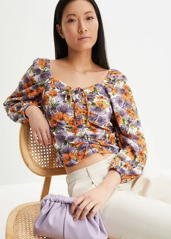 Bonprix Bedrucktes Shirt Mit Raffung
