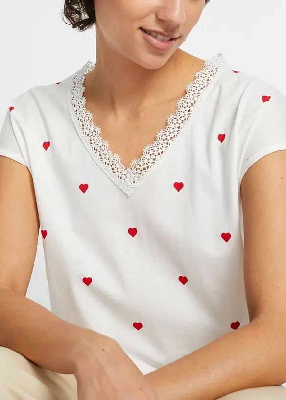 Bonprix Bedrucktes Shirt Mit Spitze